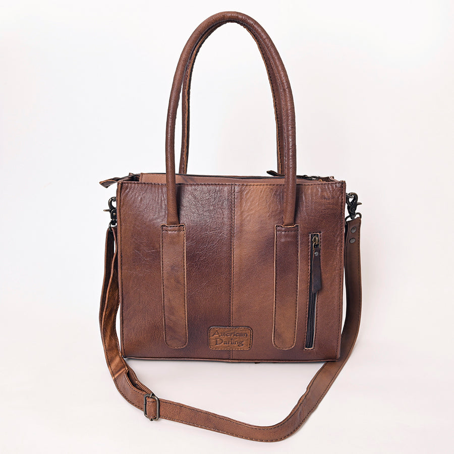 American Darling Hair-On Cowhide Western Leather Tote Bag with Fringe, Genuine Leather Shoulder Tote, Everyday Carry Bag