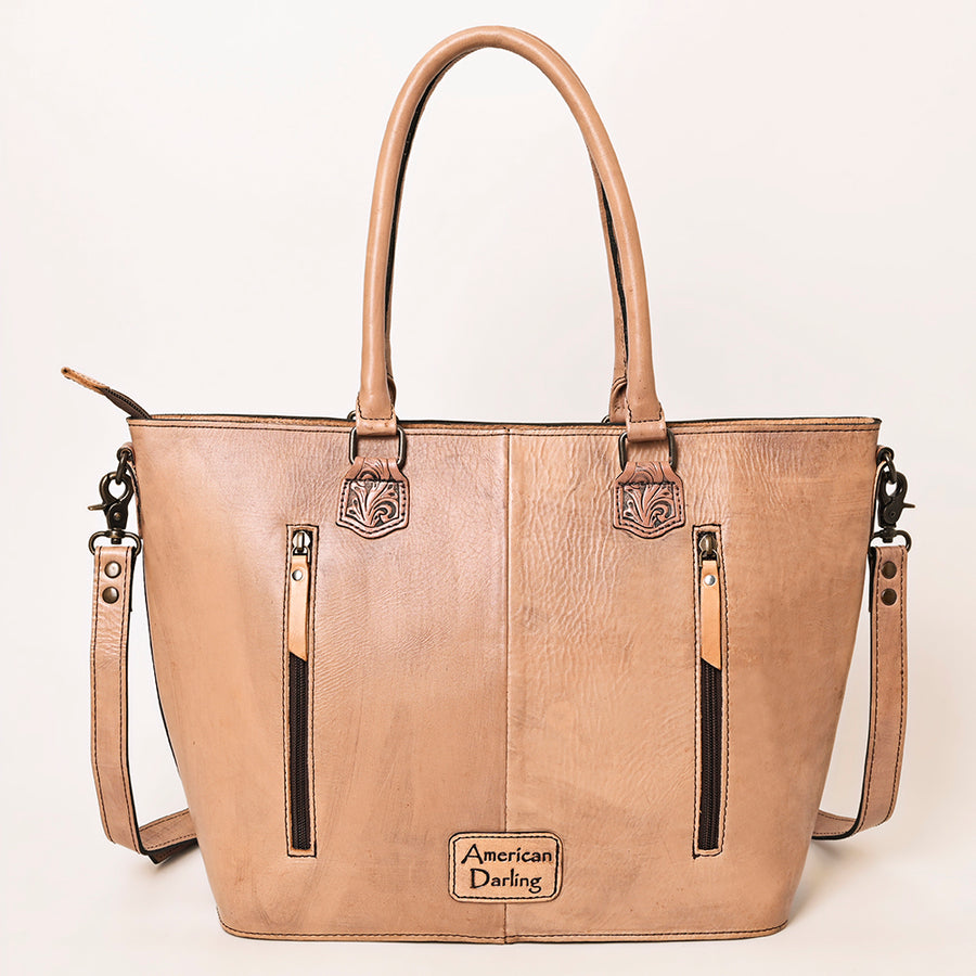 American Darling Hand-Tooled Western Leather Tote Bag | Genuine Floral Carved Shoulder Tote | Premium Artisan Design