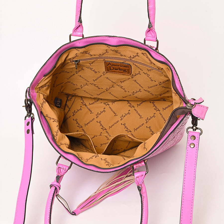 American Darling Hand-Tooled Western Leather Tote Bag | Genuine Floral Carved Shoulder Tote | Premium Artisan Design