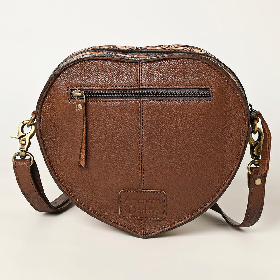 American Darling Hand Tooled Floral Carved Canteen Bag Vegetable-Tanned Genuine Leather Western Crossbody with YKK Zipper