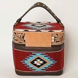 American Darling Jewelry Case Hand Tooled Saddle Blanket Hair On Genuine Leather Western Women Bag Handbag Purse | Cute