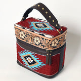 American Darling Jewelry Case Hand Tooled Saddle Blanket Hair On Genuine Leather Western Women Bag Handbag Purse | Cute