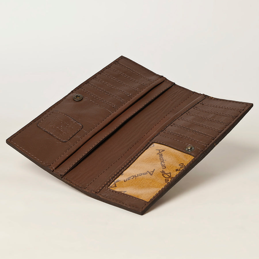 American Darling Hand Tooled Floral Carved Leather Clutch Bag Eco-Friendly Vegetable-Tanned Genuine Leather Western Wallet