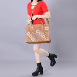 American Darling Briefcase Hand Tooled Genuine Leather Women Bag Western Handbag Purse