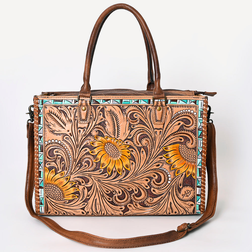 American Darling Briefcase Hand Tooled Genuine Leather Women Bag Western Handbag Purse