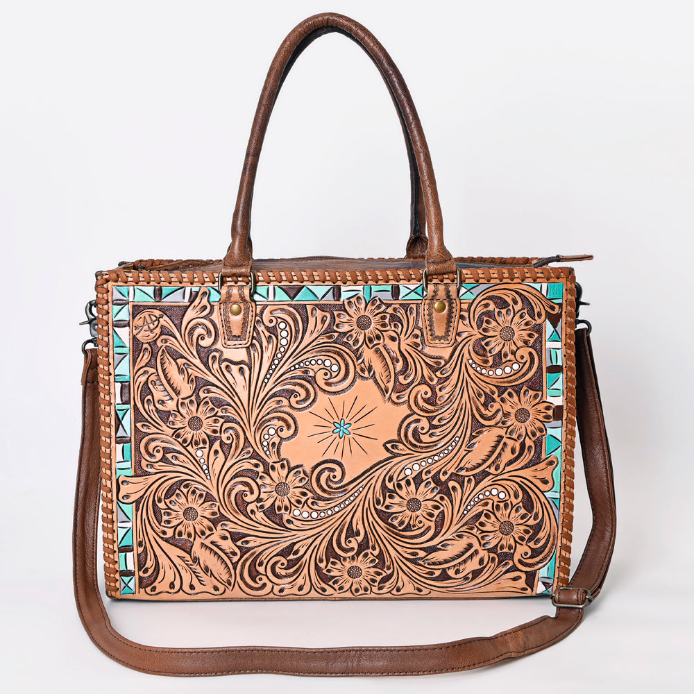 American Darling Briefcase Hand Tooled Genuine Leather Women Bag Western Handbag Purse