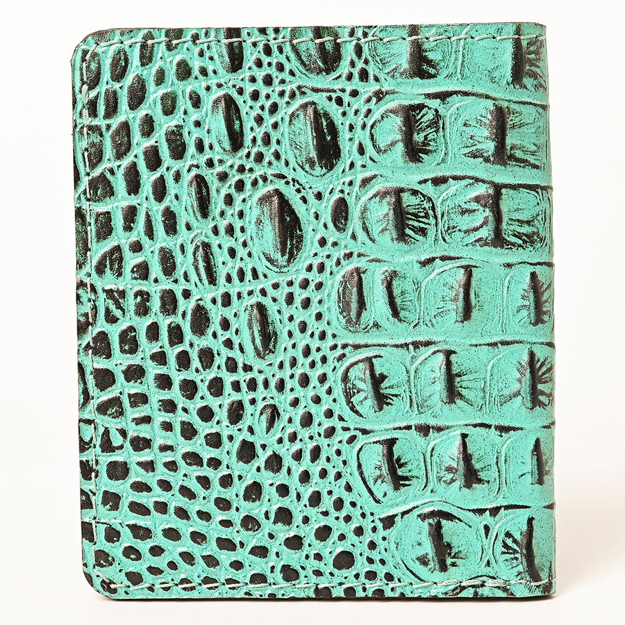 American Darling Western Wallet Bag for Women – Genuine Leather Crocodile Embossed Compact Design with Multiple Card Slots