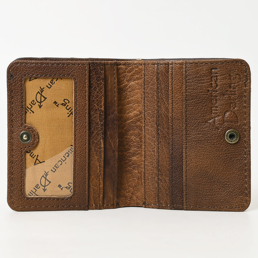 American Darling Hand-Tooled Floral Carved Western Leather Wallet Bag – Genuine Leather Women’s Slim Wallet for Everyday Use