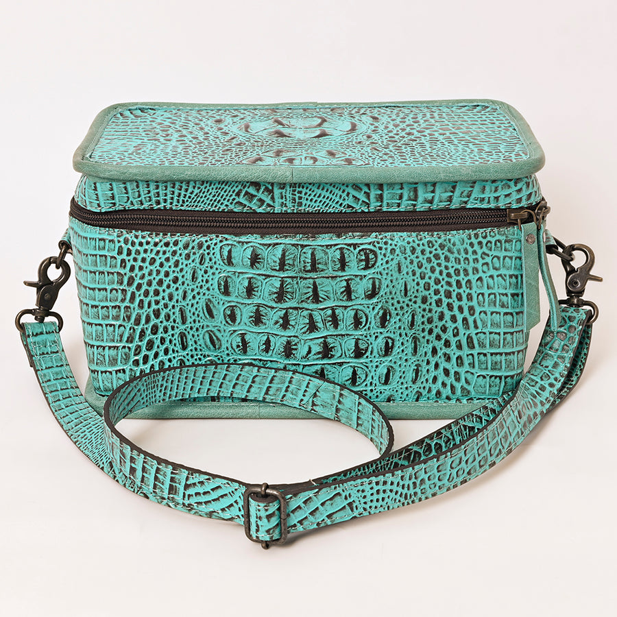 American Darling Western Travel Organizer Handcrafted from Croc Embossed Leather | Divided Interior & Crossbody Strap