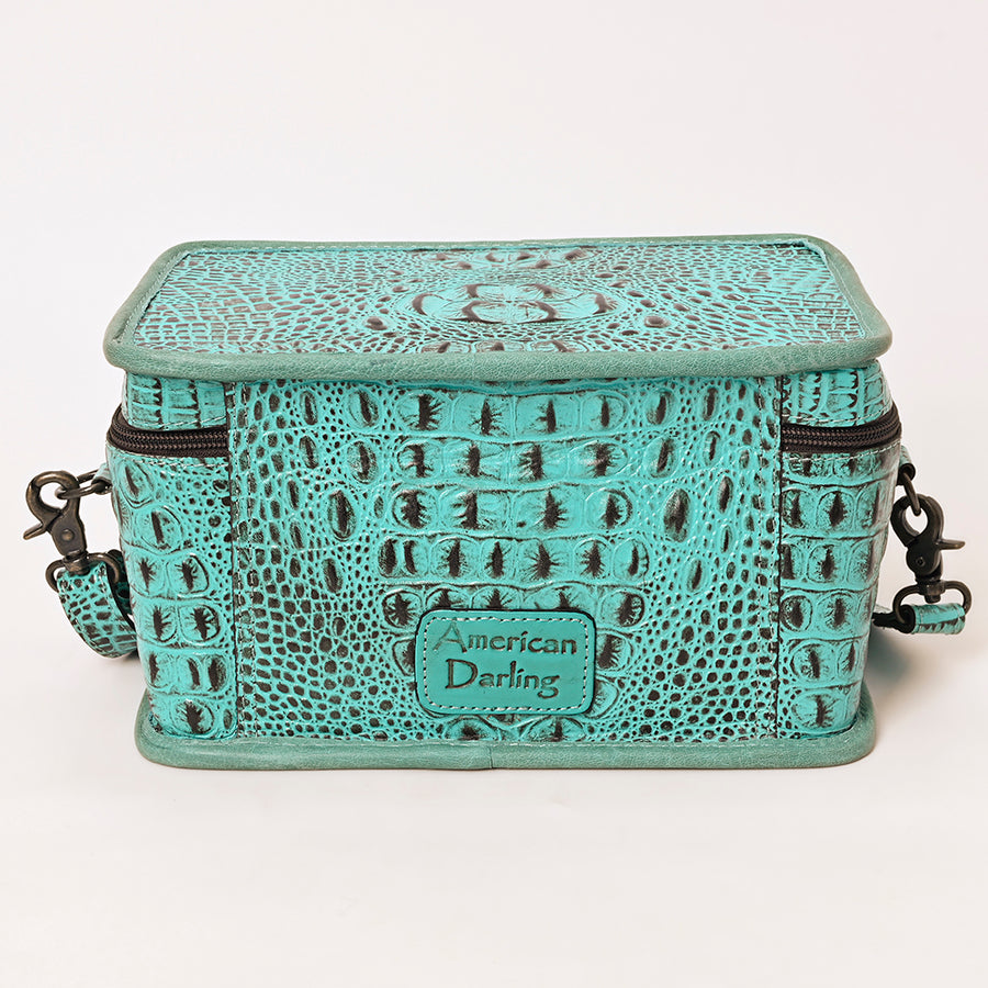 American Darling Western Travel Organizer Handcrafted from Croc Embossed Leather | Divided Interior & Crossbody Strap