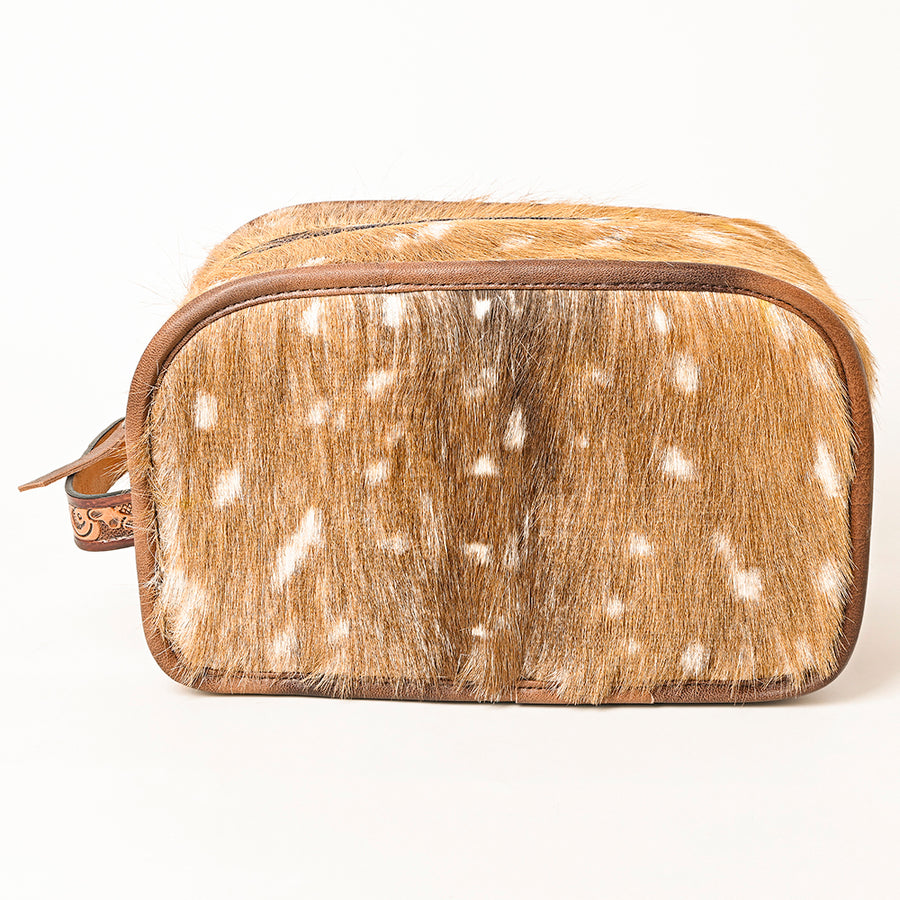 American Darling Hair-On Cowhide Jewelry Bag in Genuine Leather – Western Travel Case with Spacious Storage