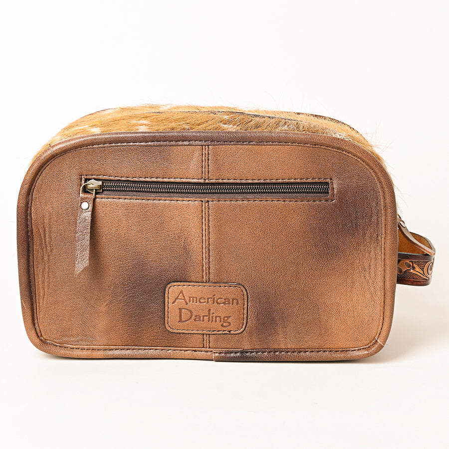 American Darling Hair-On Cowhide Jewelry Bag in Genuine Leather – Western Travel Case with Spacious Storage