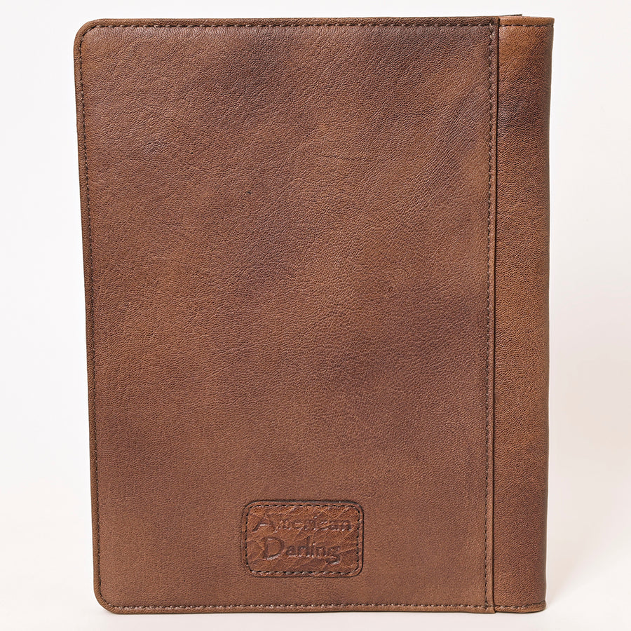 American Darling Hand-Tooled Genuine Leather Portfolio Bag – Floral Carved Western Document Holder for Work & Everyday Organization
