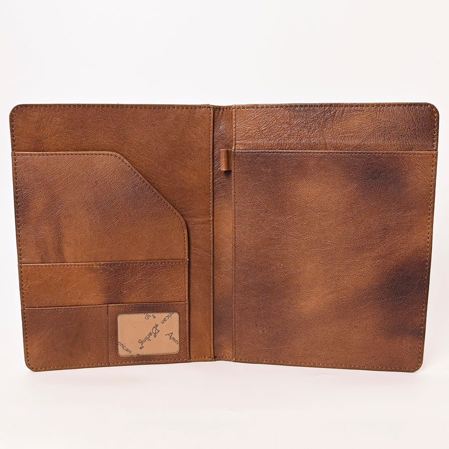 American Darling Hand-Tooled Genuine Leather Portfolio Bag – Floral Carved Western Document Holder for Work & Everyday Organization