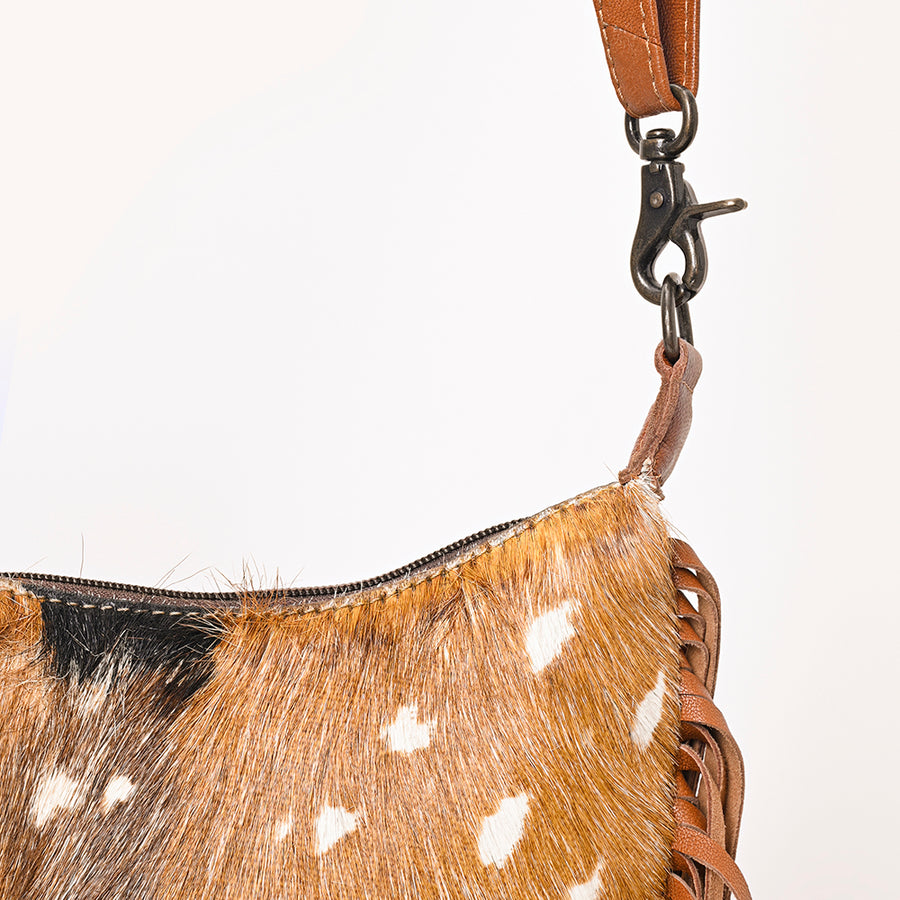 American Darling Western Crossbody Organizer Handcrafted from Hair-On Cowhide | Detachable Hand-Tooled Wallet & Multi-Slot Interior