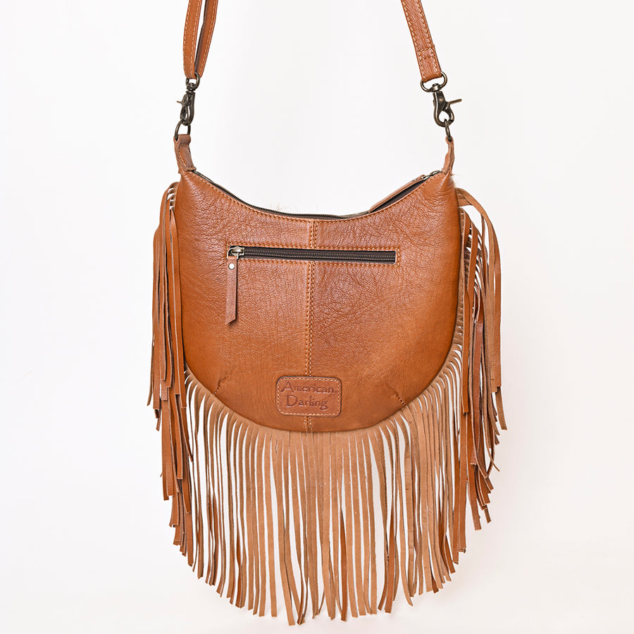 American Darling Western Crossbody Organizer Handcrafted from Hair-On Cowhide | Detachable Hand-Tooled Wallet & Multi-Slot Interior