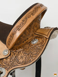 HILASON Western Horse Flex Tree Floral Trail Barrel Racing Genuine American Leather Saddle