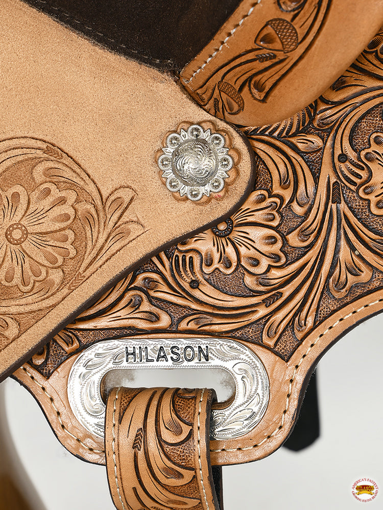 HILASON Western Horse Flex Tree Floral Trail Barrel Racing Genuine American Leather Saddle