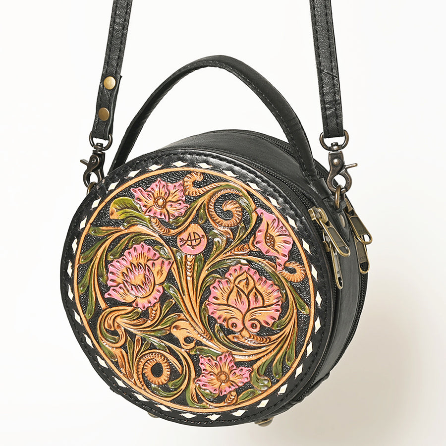 American Darling Western Tooled Leather Canteen Bag Floral Carved Inlay - Uhorse