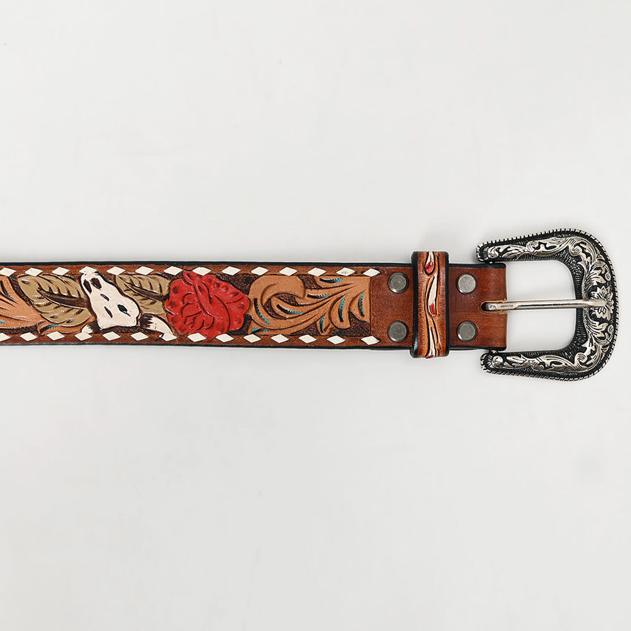 American Darling Beautifully Hand Tooled Brown Genuine Leather Apparel Belt Men and Women