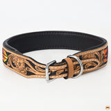 Hilason Western Style Heavy Duty Beaded American Leather Pet Dog Collar