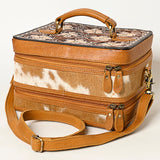 American Darling Jewelry Case Hand Tooled Hair On Genuine Leather Women Bag Western Handbag Purse |