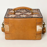 American Darling Jewelry Case Hand Tooled Hair On Genuine Leather Women Bag Western Handbag Purse |