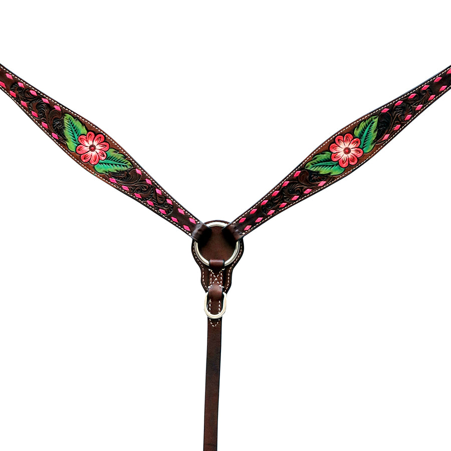 Floral Horse Western Leather Breast Collar & Headstall Comfytack by Hilason