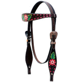 Comfytack Western Horse Floral Hand Painted Genuine Leather Headstall