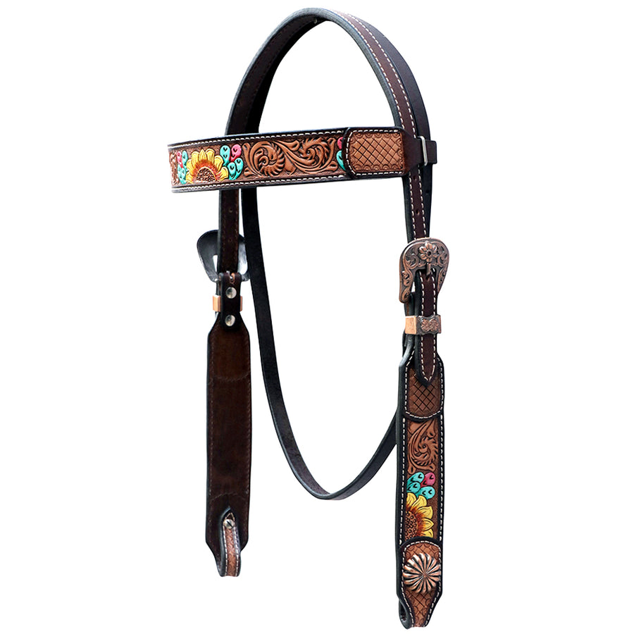 Floral Horse Western Leather Breast Collar & Headstall Comfytack by Hilason