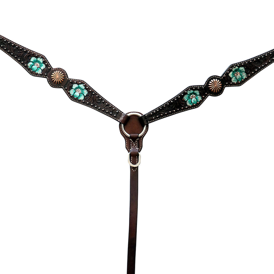 Floral Horse Western Leather Breast Collar & Headstall Comfytack by Hilason
