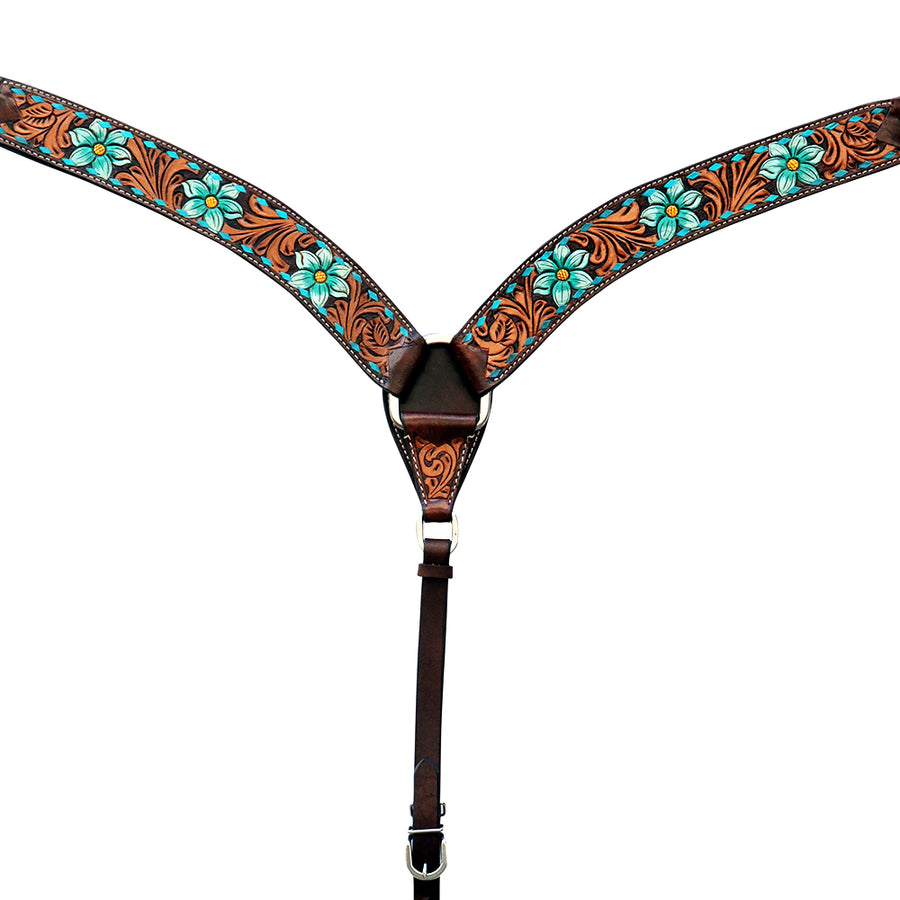 Floral Horse Western Leather Breast Collar & Headstall Comfytack by Hilason