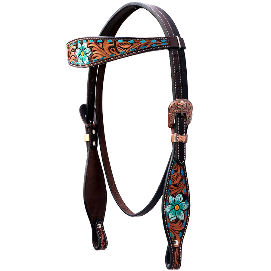 Comfytack Floral Horse Western Leather Breast Collar & Headstall