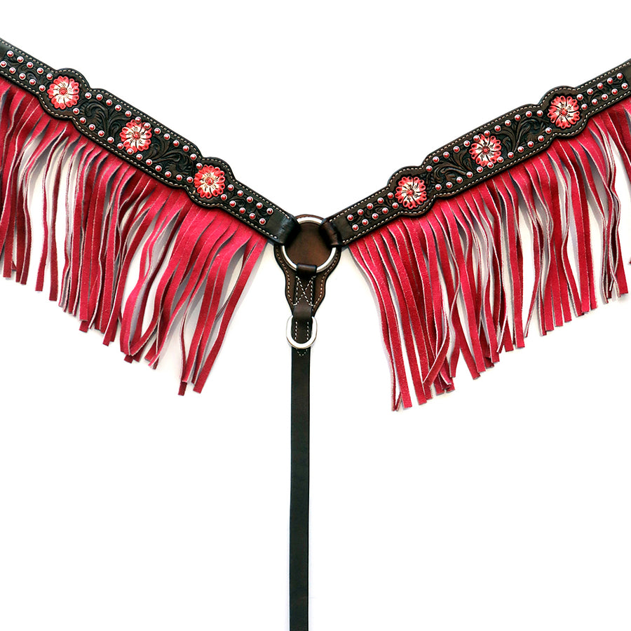 Floral Horse Western Leather Breast Collar & Headstall Comfytack by Hilason