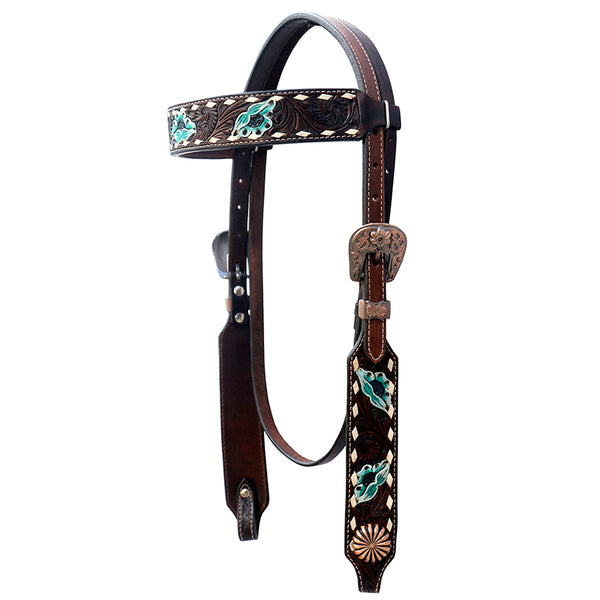 51CY Comfytack Western Horse peint à la main cuir véritable coiffe marron 51CY Comfytack Western Horse peint à la main cuir véritable coiffe marron