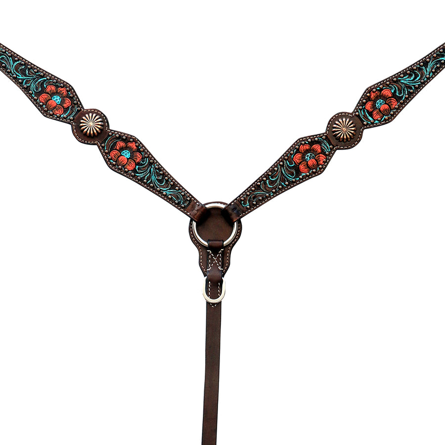 Comfytack Floral Horse Western Leather Breast Collar & Headstall