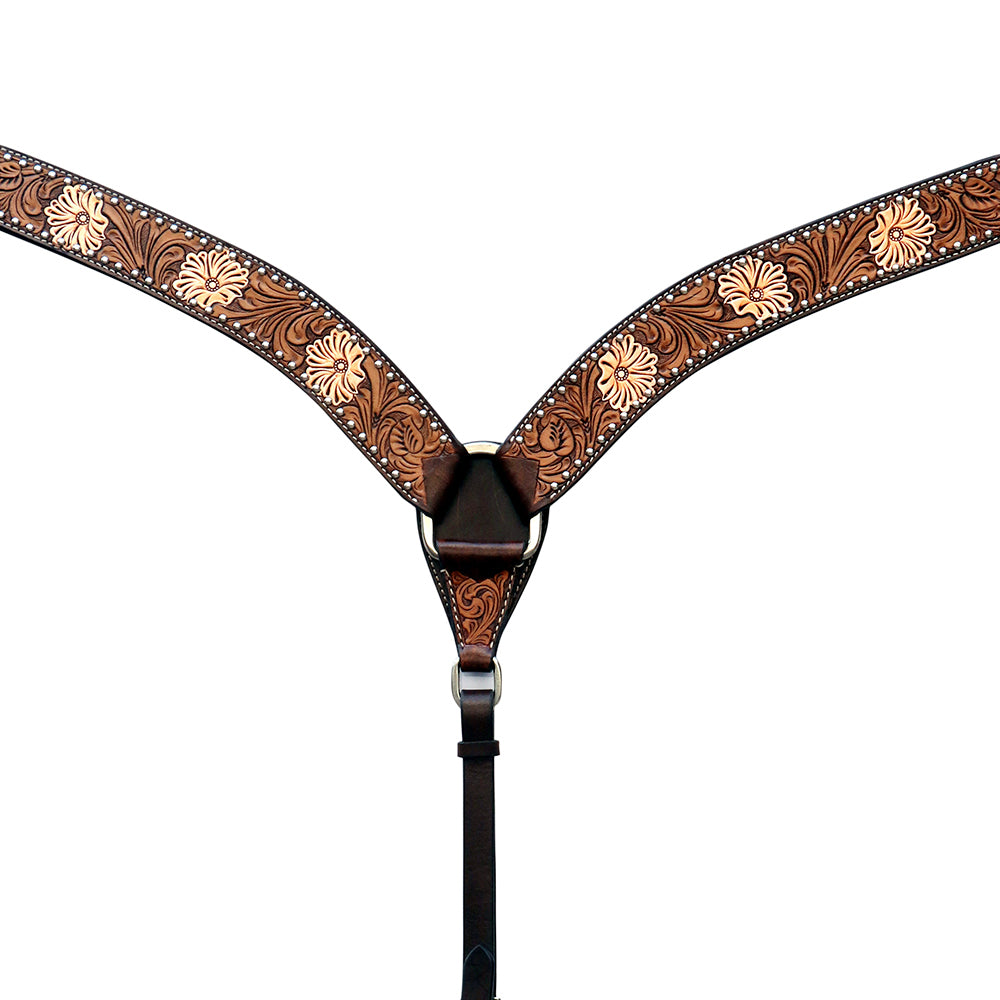 Comfytack Floral Horse Western Leather Breast Collar & Headstall