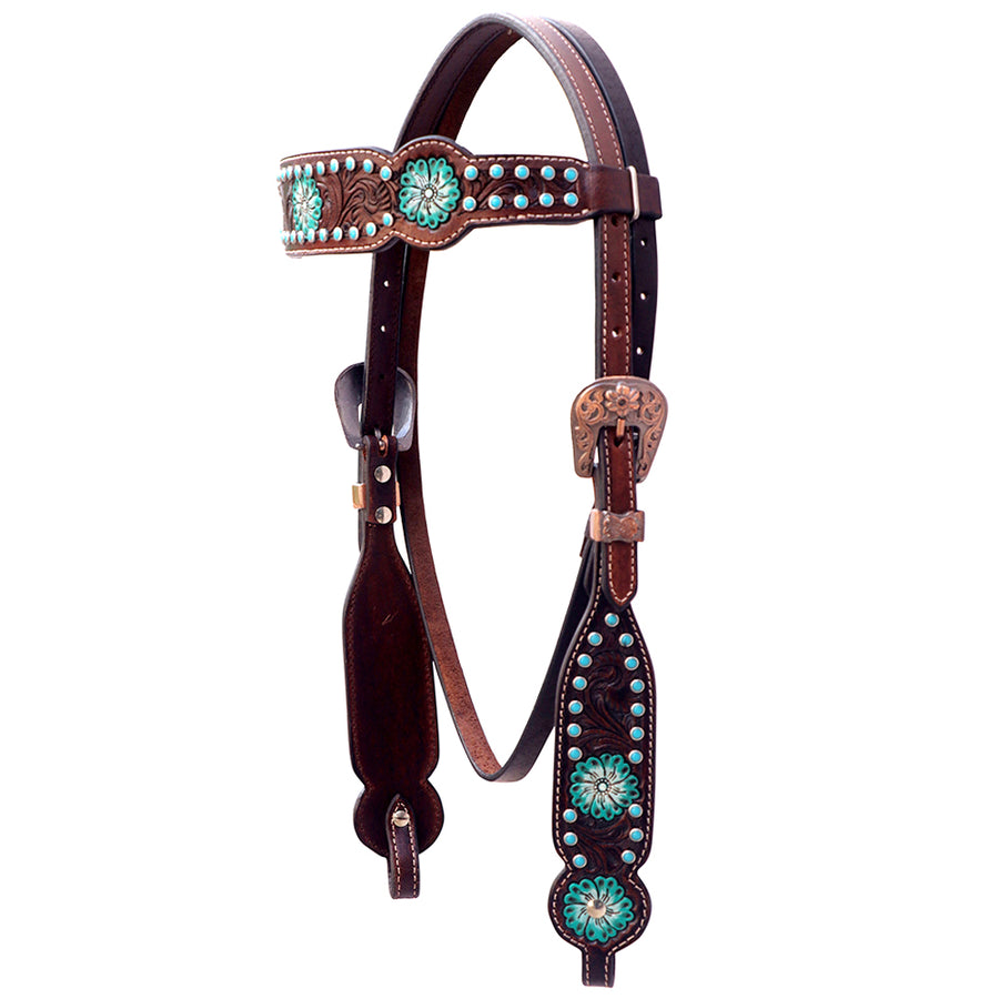 Floral Horse Western Leather Breast Collar & Headstall Comfytack by Hilason