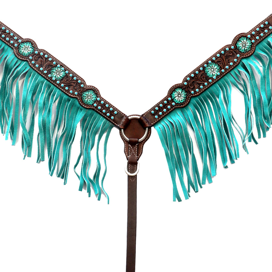 Floral Horse Western Leather Breast Collar & Headstall Comfytack by Hilason
