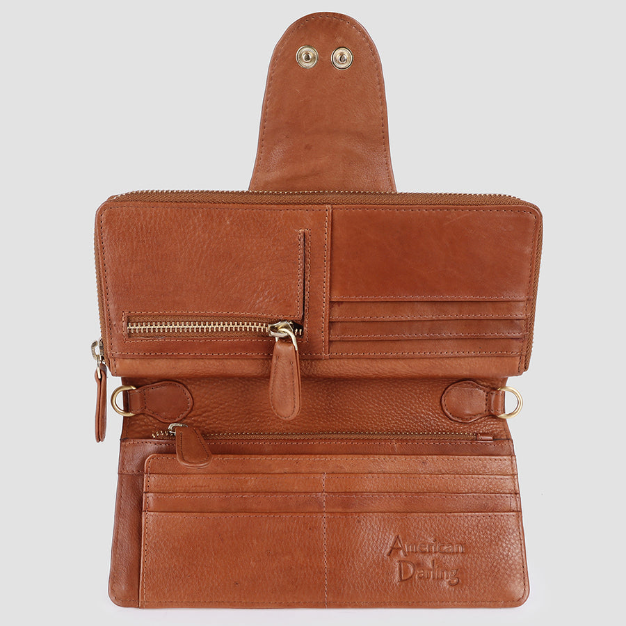 American Darling Wallet Western Genuine Leather Handcrafted Crossbody Wristlet Clutch Purse with YKK Zipper