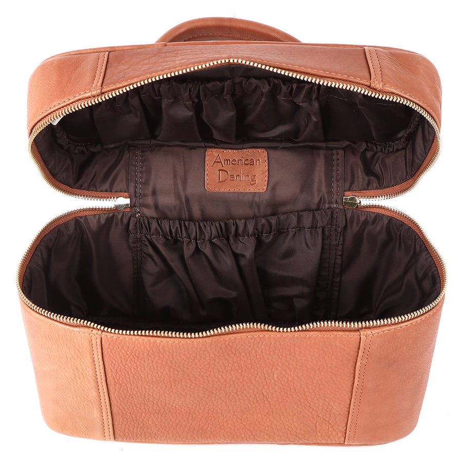 American Darling Jewelry Case Western Genuine Leather Handcrafted Vanity Box Travel Cosmetics Organizer Case