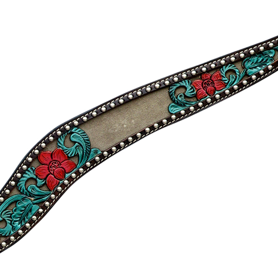 HILASON Western Horse Headstall & Breast Collar American Leather Floral Carving