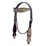 Hilason Horse Floral Hand Painted American Leather Breast Collar Headstall Brown