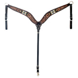 HILASON Western Leather Horse Headstall & Breast Collar Floral Beeded Brown | Leather Headstall | Leather Breast Collar