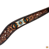 HILASON Western Leather Horse Headstall & Breast Collar Floral Beeded Brown | Leather Headstall | Leather Breast Collar