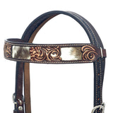 Hilason Horse Floral Hand Carved American Leather Breast Collar Headstall Brown
