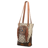 Ohlay Bags OHV114 Tote Hand Tooled Upcycled Canvas Genuine Leather Women Bag Western Handbag Purse