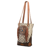 Ohlay Bags OHV114 Tote Hand Tooled Upcycled Canvas Genuine Leather Women Bag Western Handbag Purse