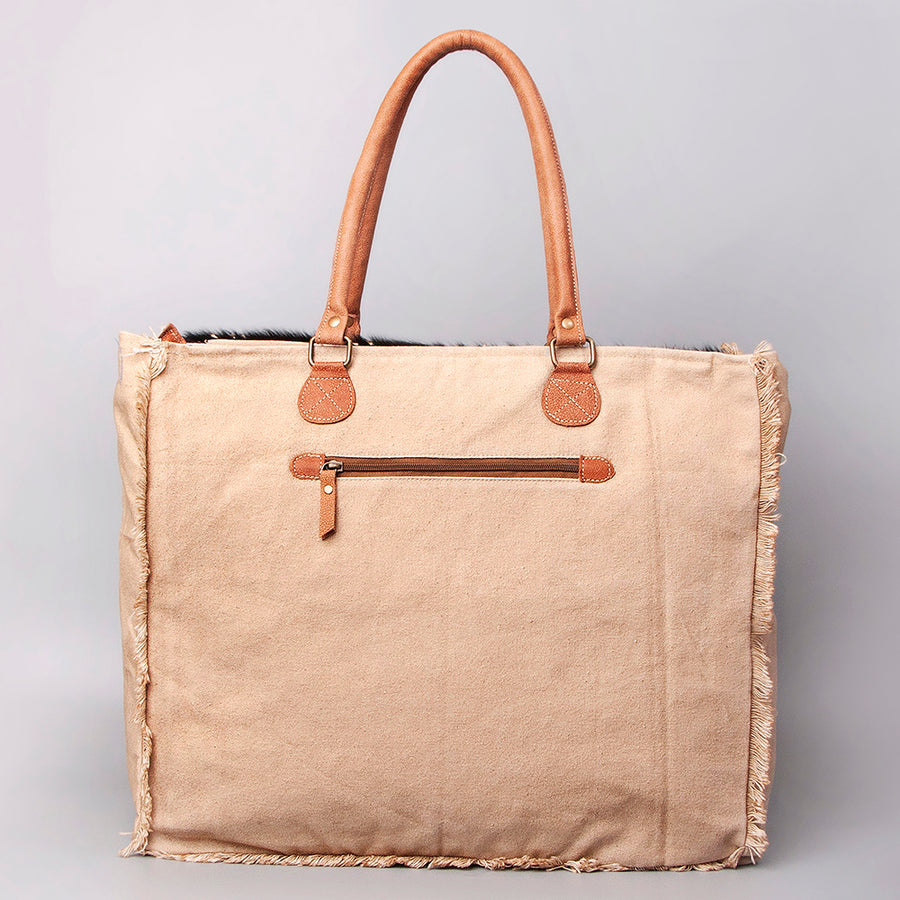 OHLAY Weekender Upcycled Wool Canvas Hair-On Genuine Leather Women Bag Western Handbag Purse Womens Handbags Belt for Summer