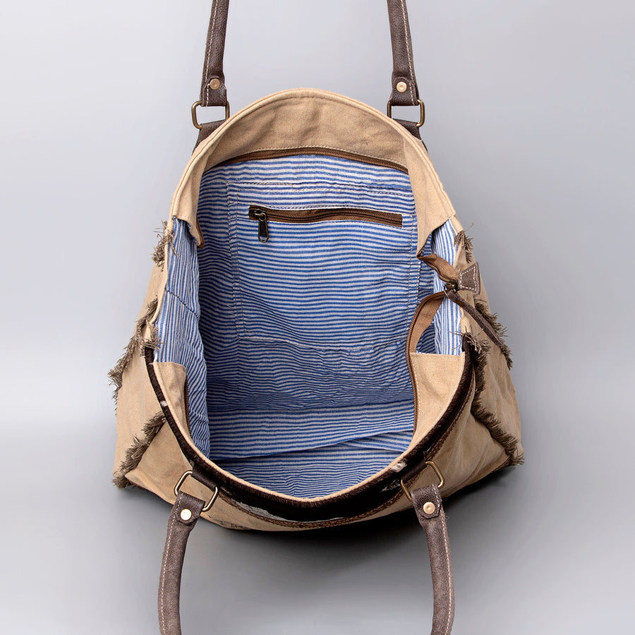 OHLAY Hobo Upcycled Canvas Embossed Hair-On Genuine Leather Women Bag Western Handbag Purse | Womens Handbags Belt for Summer